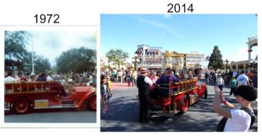 Disney Magic Kingdom fire truck in 1972 compared to 2014