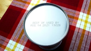 "BEST IF USED BY" date on a can of food