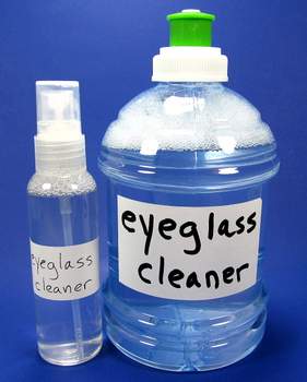 homemade eyeglass cleaner with labels