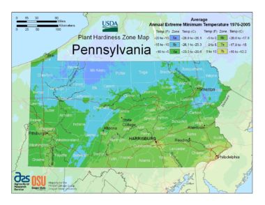 Pennsylvania Plant Hardiness Zone Map