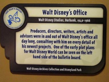 sign describing Walt Disney's office at Hollywood Studios